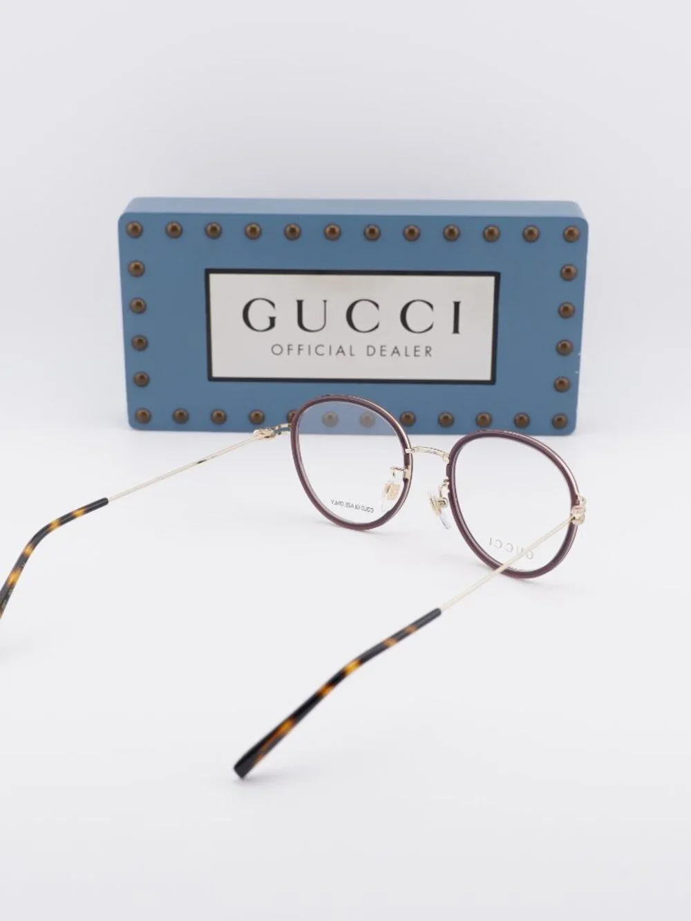 Gucci GG1851OA 007 Round Eyeglasses 50mm - Brown / Gold
